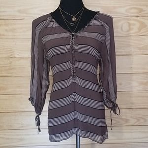 Anthro Sheer Striped Blouse